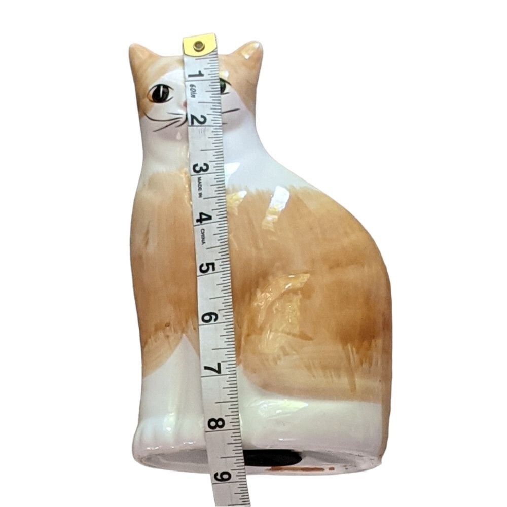 Cat glazed ceramic tabby thank figurine Taiwan - Picture 2 of 14